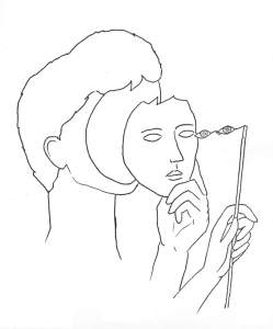 D'après une sculpture de P. Ballay. L'observation masquée