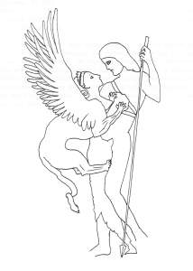 D'après Gustave Moreau, Oedipe et le Sphinx