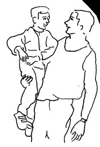 Père et enfant, pour illustrer l'article sur l'Autorité ; dessin de M. C.-R.